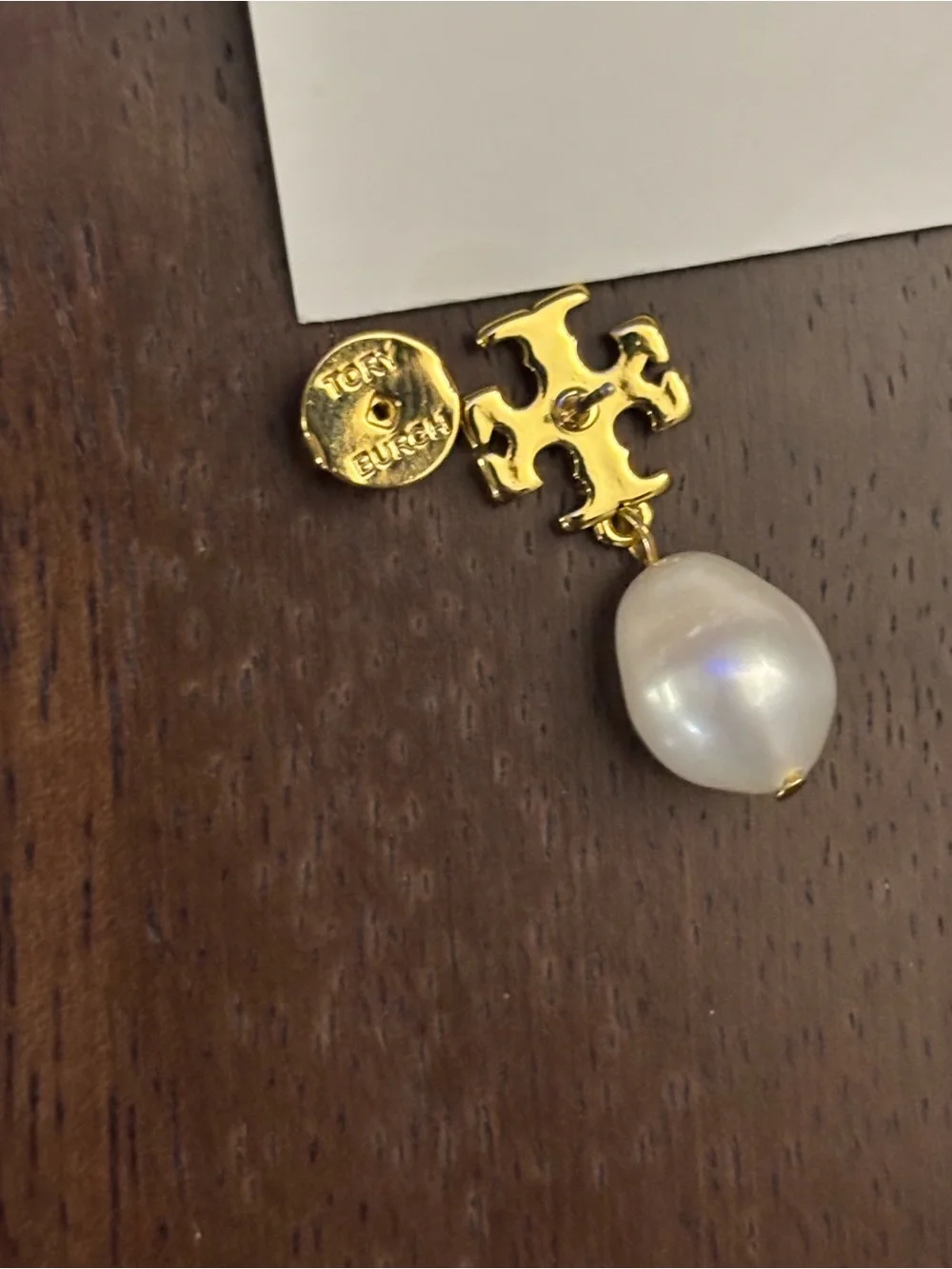 Brand new Tory Burch Gold plated and Pearl Drop Earrings